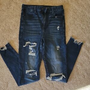 American Eagle Outfitters Dark Blue Distressed Jeggings